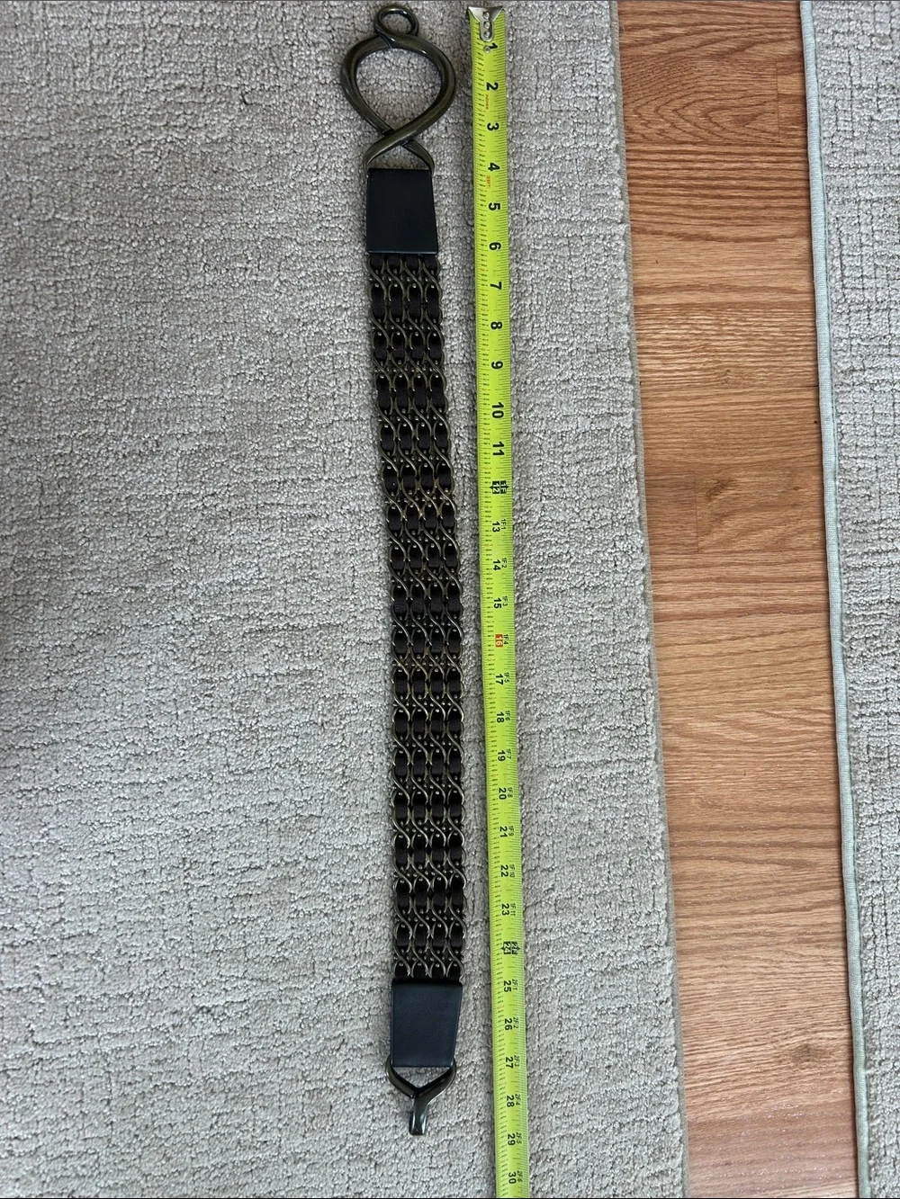 Suzi Roher Black and Antique Gold Chain-Link Stretch Belt